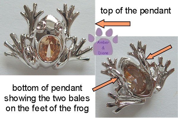 Frog Sterling Silver Pendant with champagne cubic zirconium charm