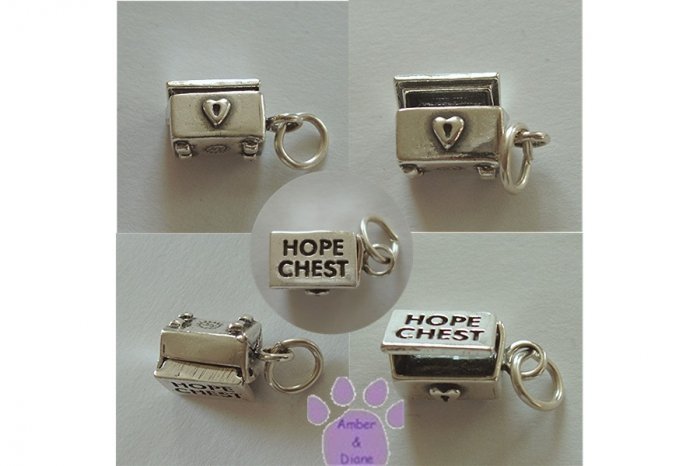HOPE CHEST Sterling Silver Pendant hinged lid opens charm