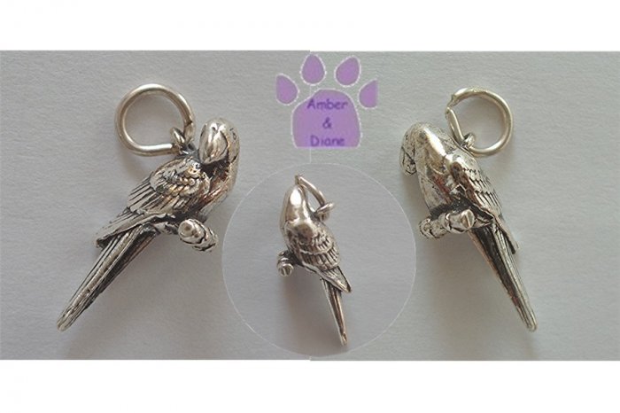 Macaw Parrot Sterling Silver Pendant head sideways facing outwards charm