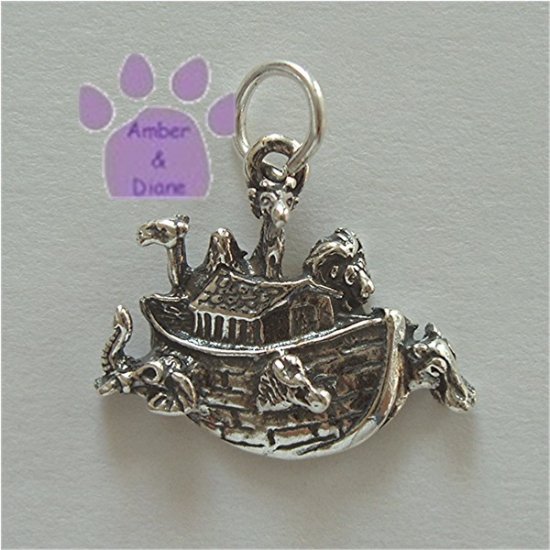 Noah's Ark Sterling Silver Pendant with animals charm