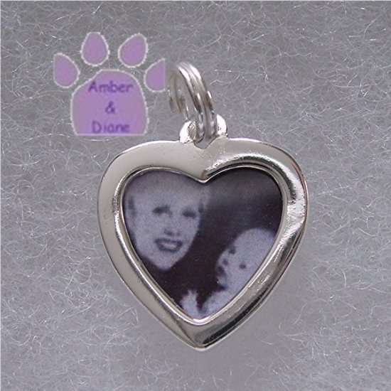 Photo Frame Pendant - Heart Shaped - Add your own picture sterling silver charm