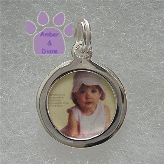 Photo Frame Pendant - Round - Add your own picture sterling silver charm