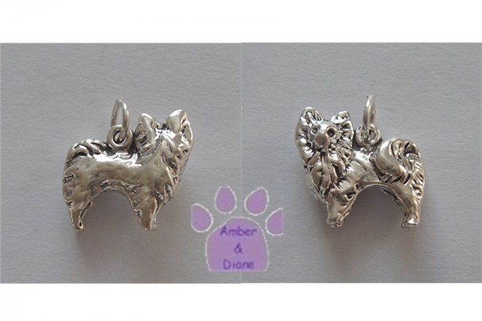 Pomeranian Sterling Silver Pendant - Pom dog charm