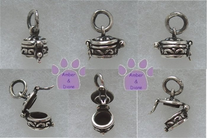 Prayer Box Sterling Silver Pendant Round charm