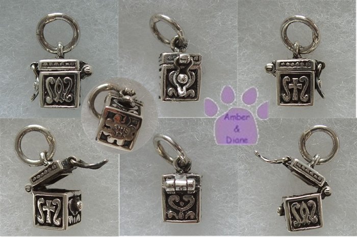 Prayer Box Sterling Silver Pendant with Christian Fish and Cross charm