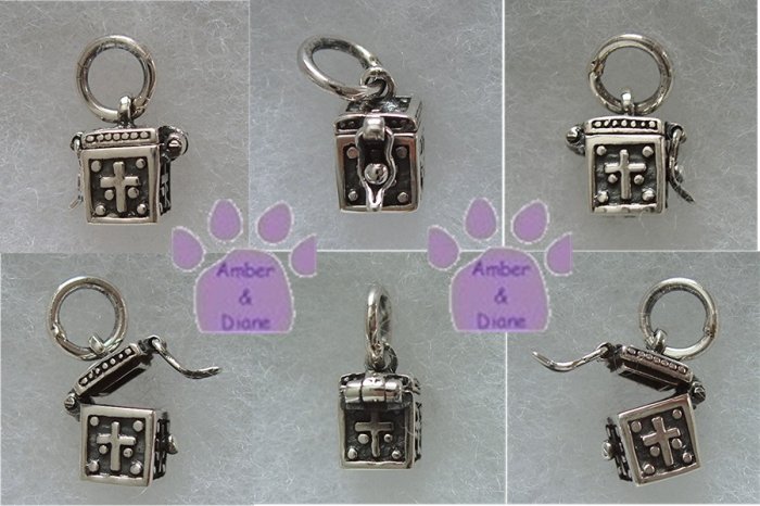Prayer Box Sterling Silver Pendant with Crosses charm