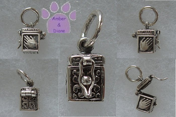 Prayer Box Sterling Silver Pendant with Praying Hands charm