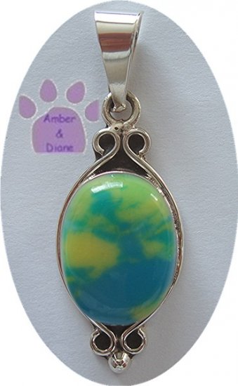 Genuine Oval Gaspeite Sterling Silver Pendant