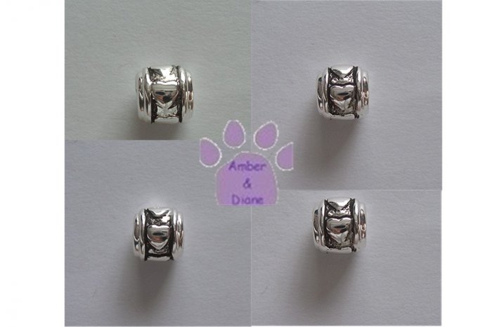 Hearts Sterling Silver Slider or Bead on a wheel shape