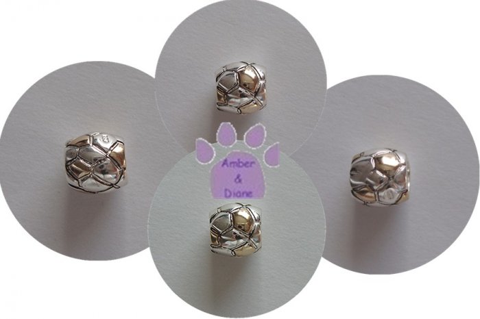 Two-tone Sterling Silver Slider or Bead with polygon shapes