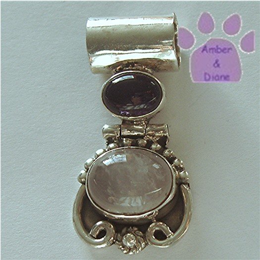 Amethyst and Rose Quartz Sterling Silver Pendant charm
