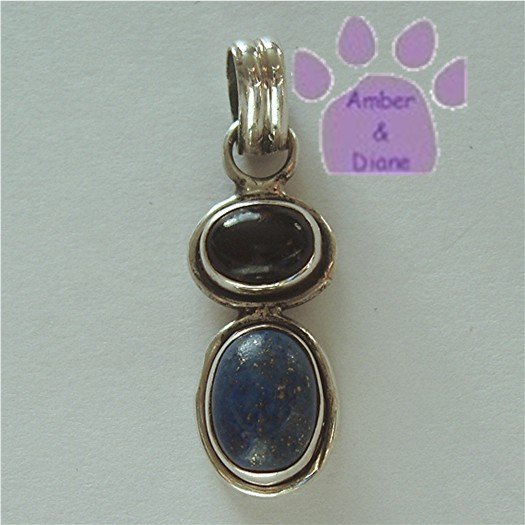 Onyx and Lapis Sterling Silver Pendant charm