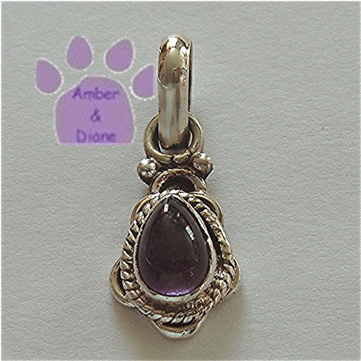 Teardrop Amethyst Sterling Silver Pendant charm