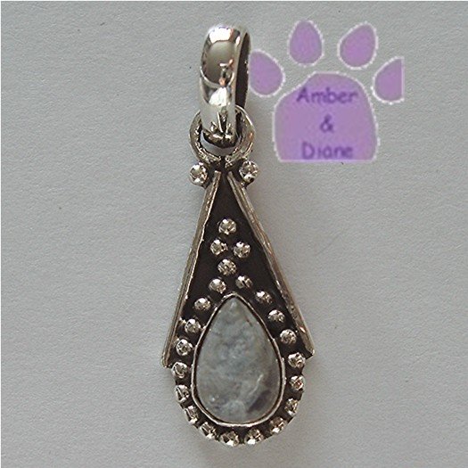 Teardrop Rainbow Moonstone Sterling Silver Pendant charm