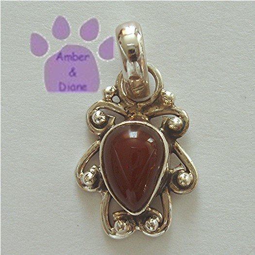 Teardrop Carnelian Sterling Silver Pendant charm