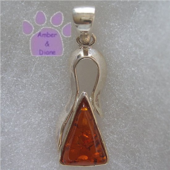 Cognac Amber Sterling Sterling Silver Triangular Pendant charm