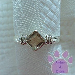 White Topaz Sterling Silver Ring Square Topaz simple band size 8