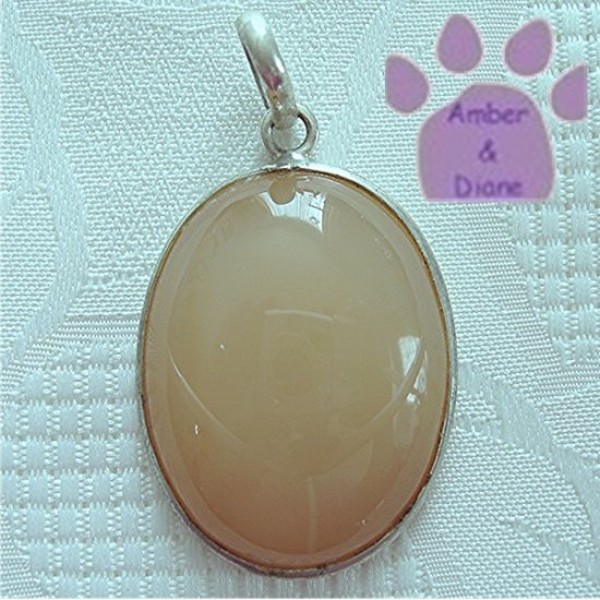 Agate Sterling Silver Pendant Khaki-Colored Oval charm
