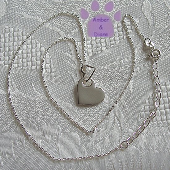 Sterling Silver Fine Curb Chain 18 inches Double Hearts