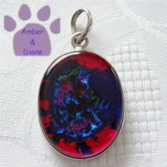 Dichroic Glass Sterling Silver Pendant pink, purple, blue