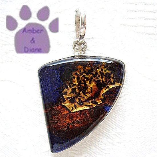 Dichroic Glass Sterling Silver Pendant purple, copper, gold