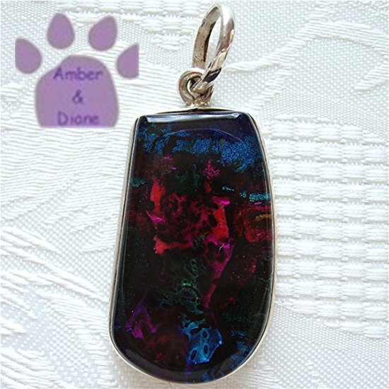 Dichroic Glass Sterling Silver Pendant purple, pink, blue, green