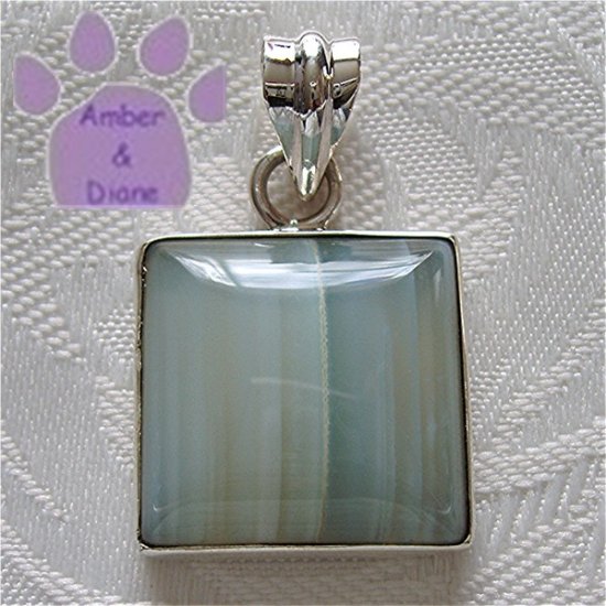 Banded Blue Chalcedony Sterling Silver Pendant square
