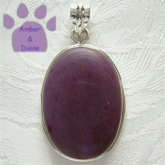Jasper Oval Sterling Silver Pendant deep lavender