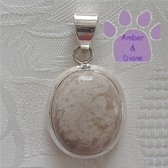 Jasper Sterling Silver Pendant Milky Cream Oval