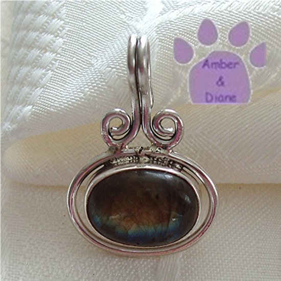 Laboradorite Oval Sterling Silver Pendant in a silver oval