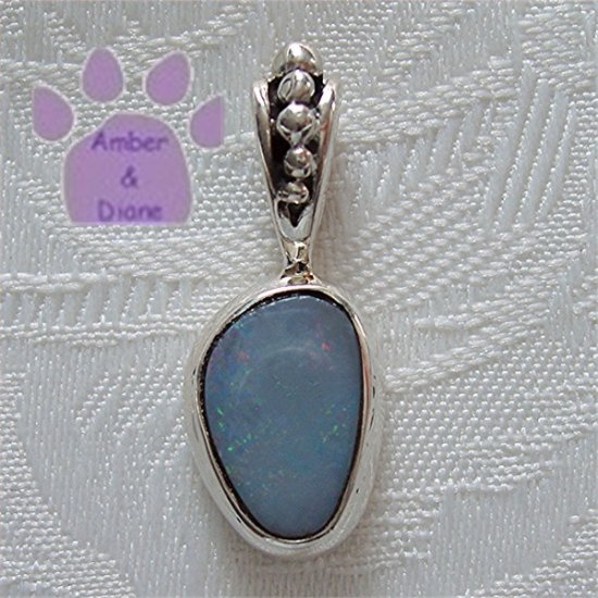 Opal Sterling Silver Pendant in a simple frame