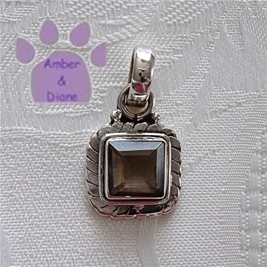 Smokey Topaz Sterling Silver Pendant Square Gemstone