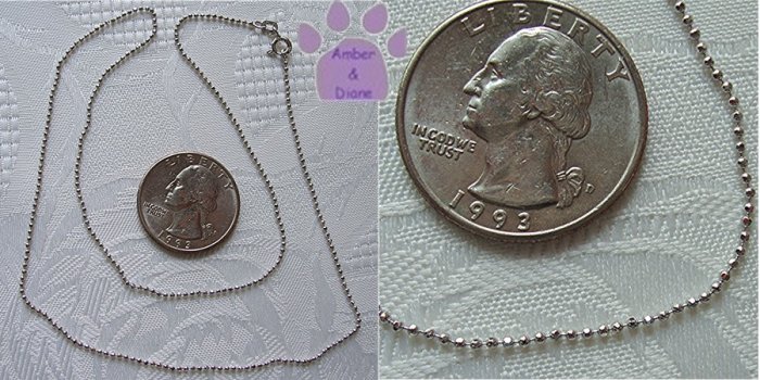 Sterling Silver Diamond Cut 1mm Bead Chain Necklace 18 inches