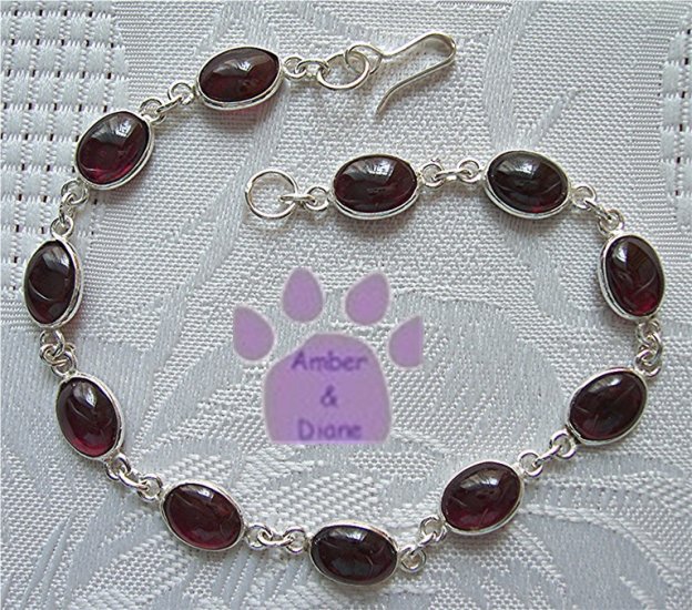 Bordeaux Tourmaline Sterling Silver Bracelet red oval links
