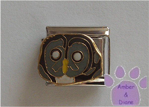 Owl Italian Charm Gray Owl's Face