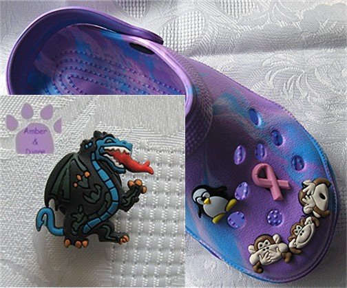 Dragon shoe or clog charm for Crocs breathing fire