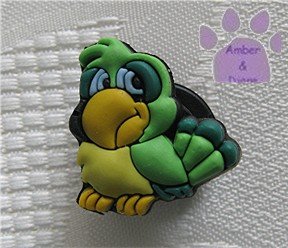 Green and yellow parrot shoe or clog charm for Crocs 9021
