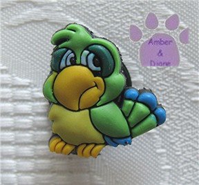Green and yellow parrot shoe or clog charm for Crocs 9046