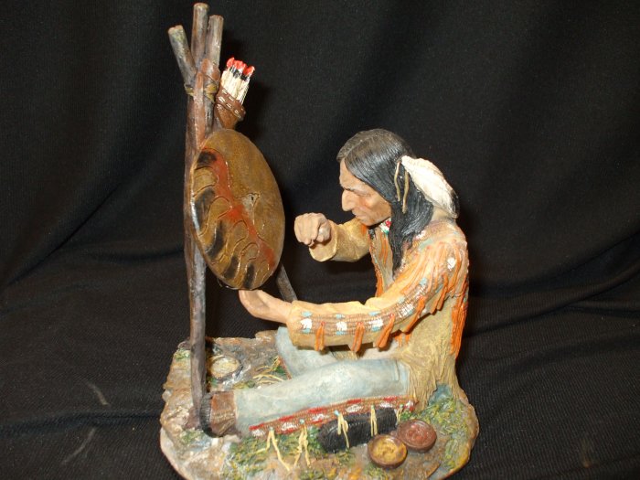 Sculpture- American Brave Painting War Shield- Resin