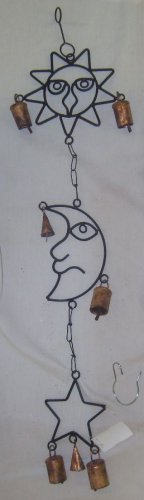 Black Ironwork Sun Moon & Star Hanging Wind Chime