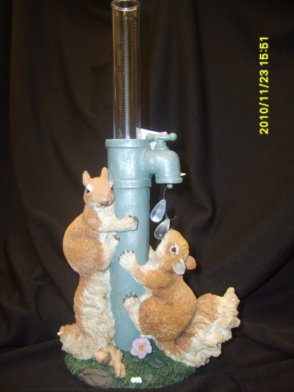 Squirrel Rain Gauge polyresin