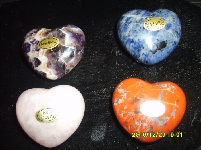 Set of Four Gemstone "Puff" Pocket Hearts 45mm