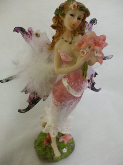 8.5" Feathery Butterfly Boquet Fairy From The Fairy Hollow Collection: Red