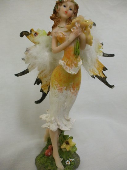 8.5" Feathery Butterfly Boquet Fairy From The Fairy Hollow Collection: Orange