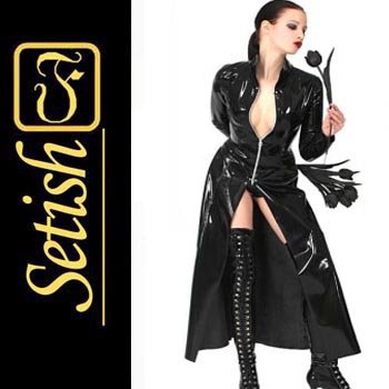 Sexy Costume Latex catsuit Latex Dust Coat #skn014