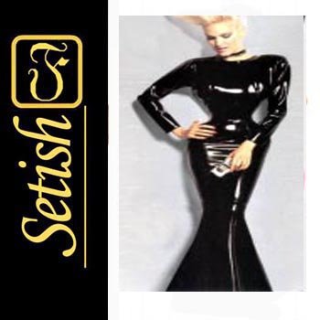 Black Sexy catsuit Latex Rubber Dress #skn038