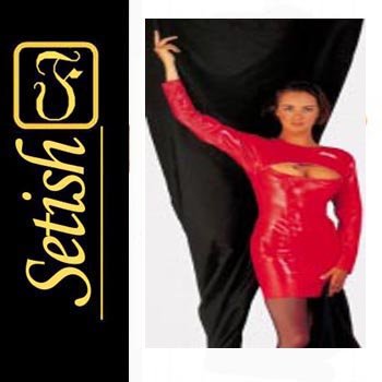 Red Sexy catsuit Latex Rubber Dress #skn039