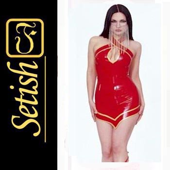 Red Catsuit Sexy Latex Dress #skn048