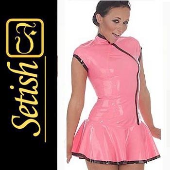 Pink Rubber Catsuit Sexy Latex Dress #skn051