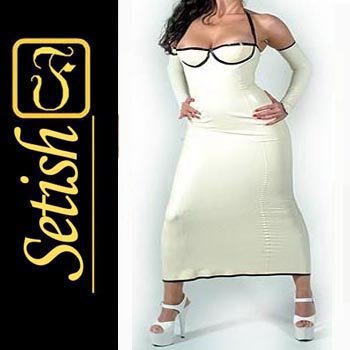 White Rubber Skirt Sexy Latex Dress SYS020
